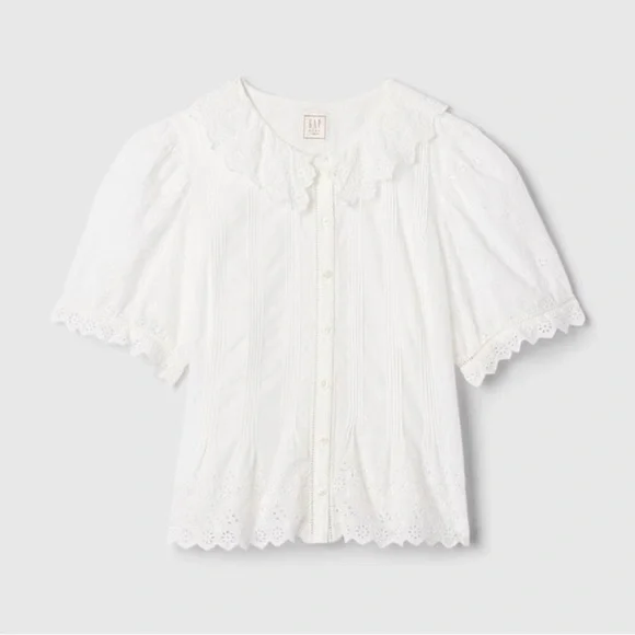 Doen x GAP White Eyelet Blouse sz S - Picture 2 of 6